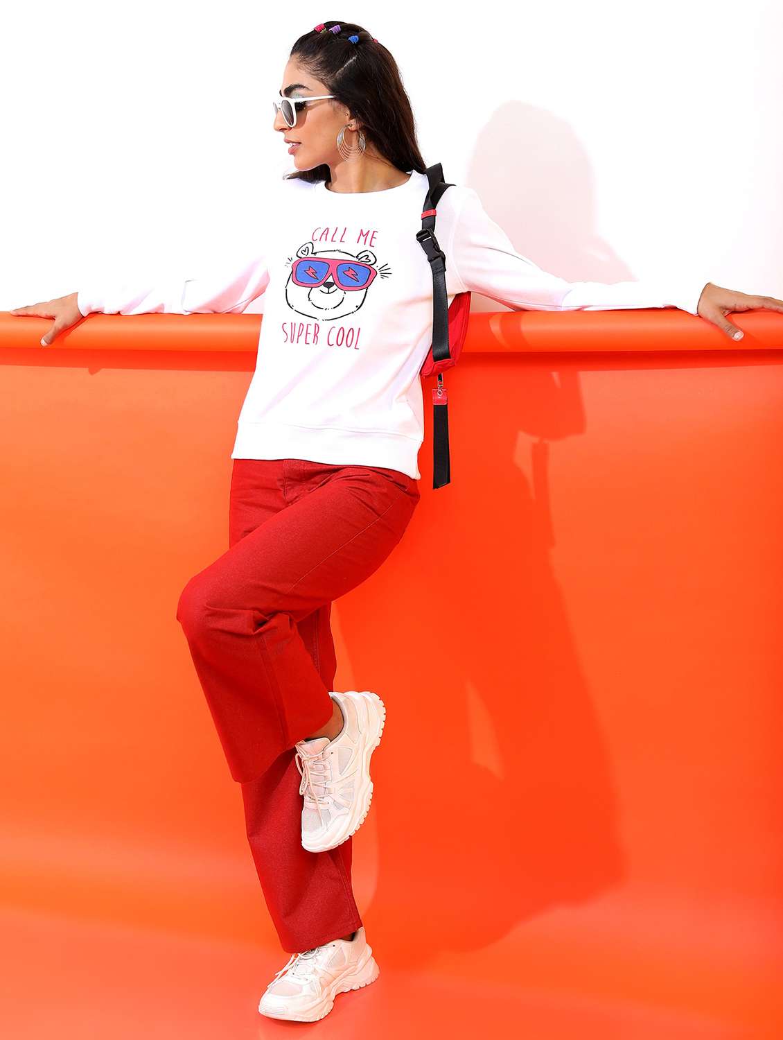 women long sleeve front print sweatshirt - 21596547 -  Standard Image - 3