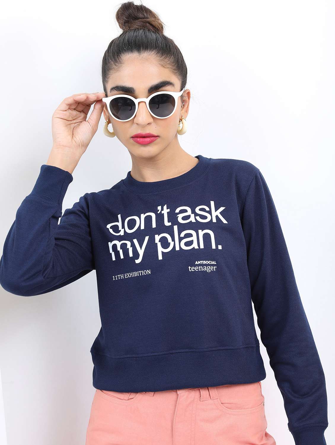 women long sleeve front print sweatshirt - 21596549 -  Zoom Image - 0