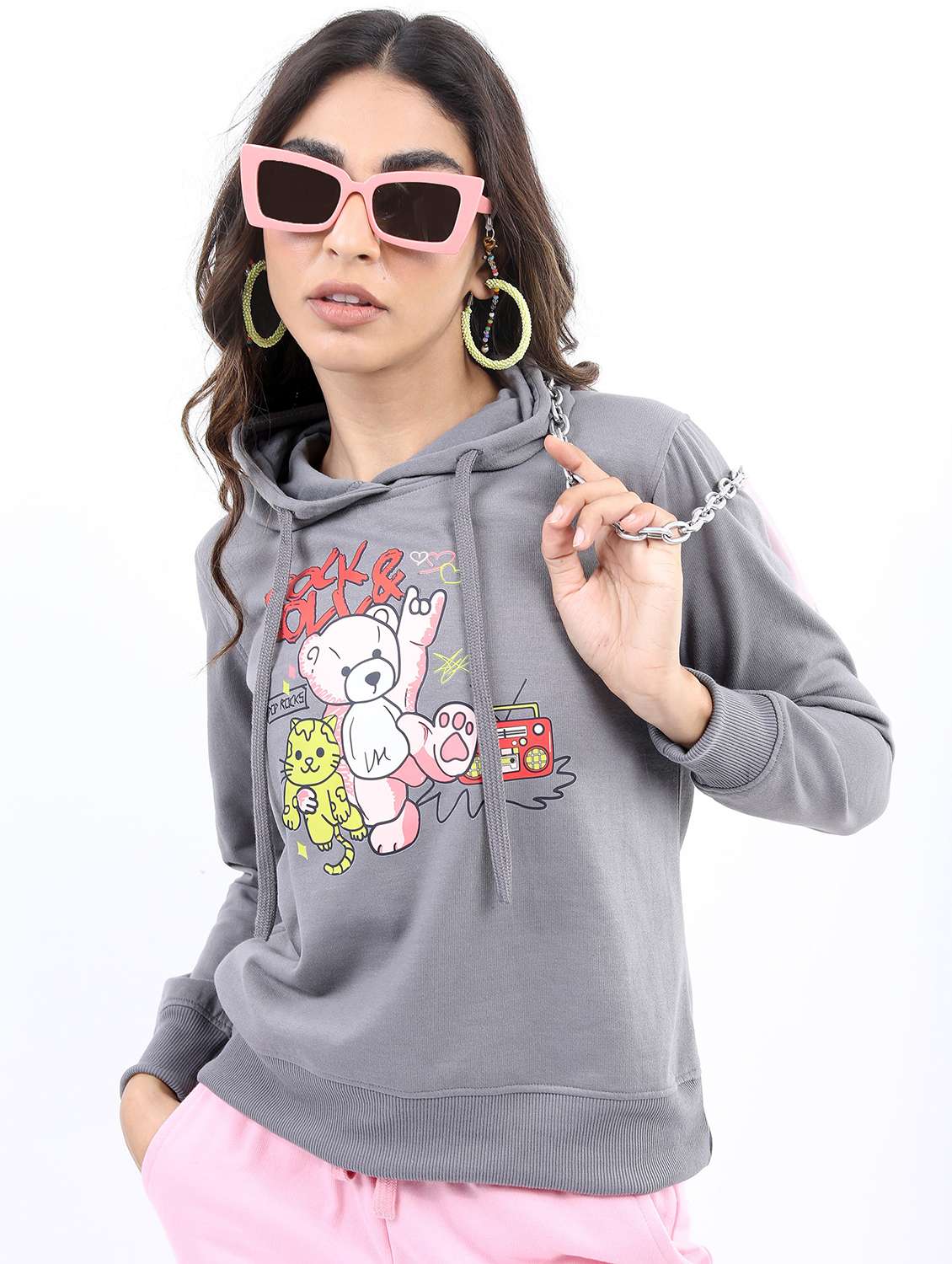women long sleeve front print sweatshirt