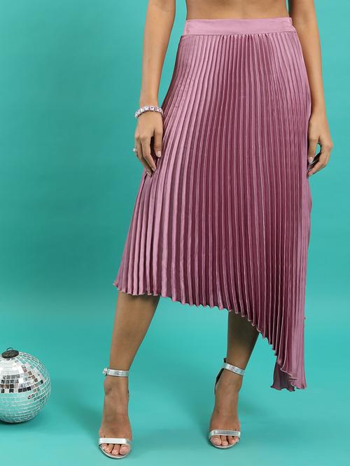women pink solid pleated skirt - 21596631 -  Standard Image - 0