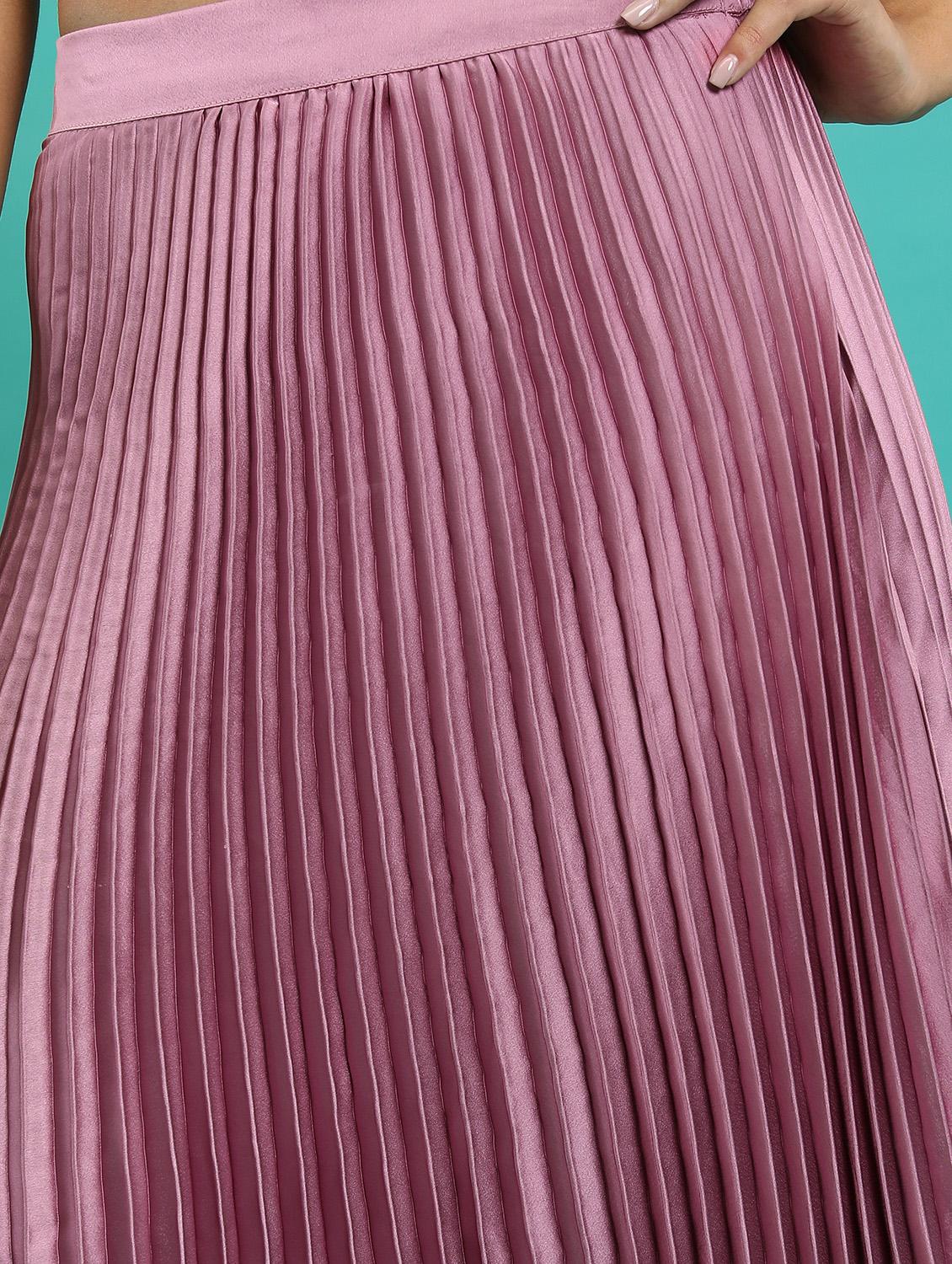 women pink solid pleated skirt - 21596631 - Standard Image - 3