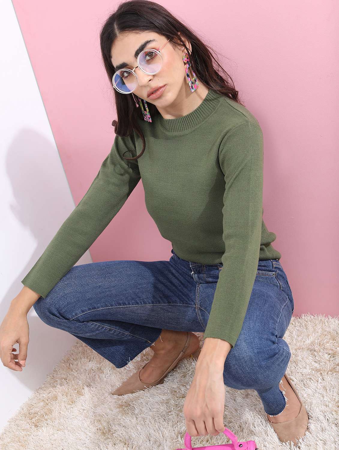 women long sleeve solid pullover - 21596649 - Standard Image - 3