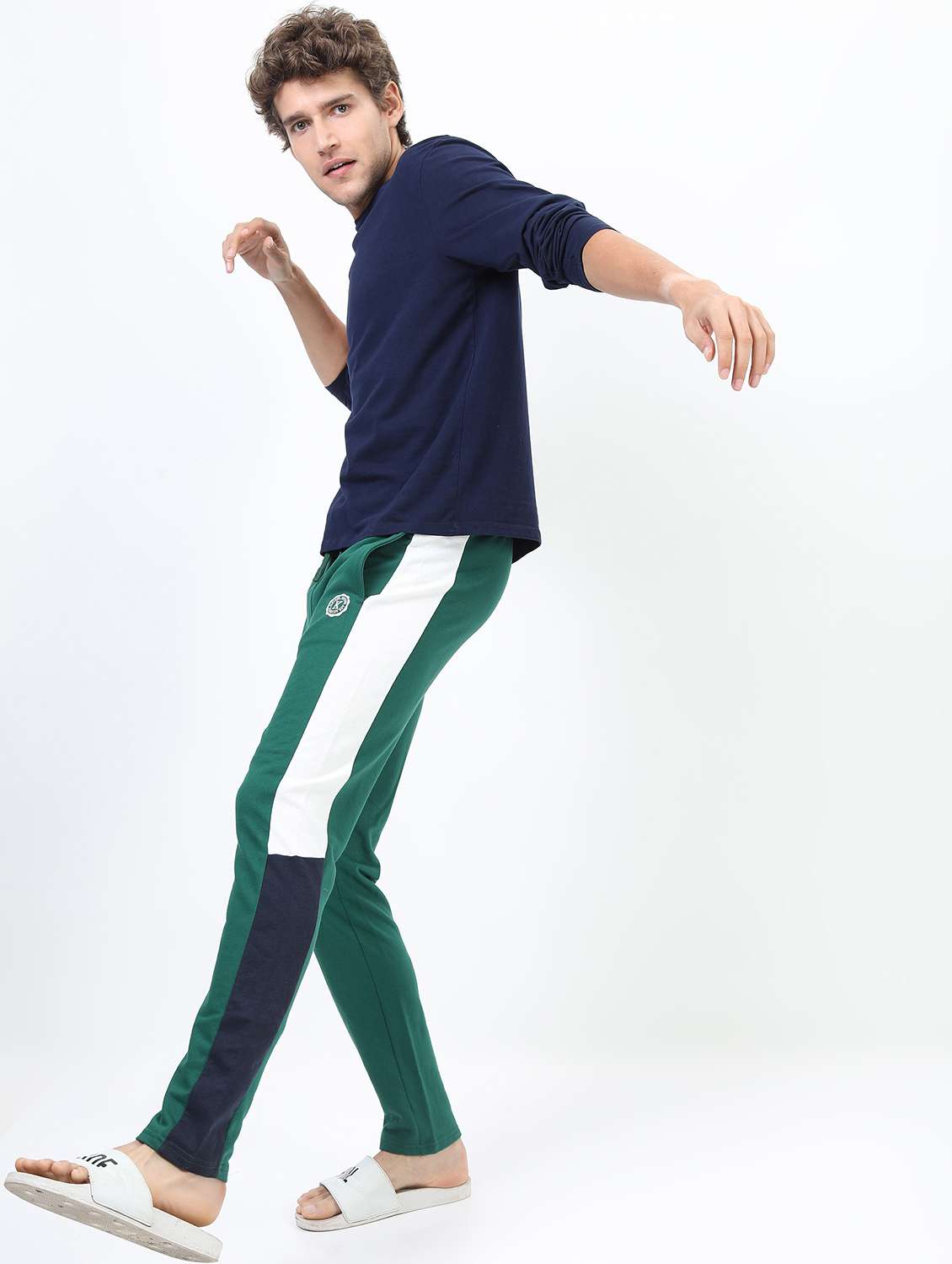 men color block print regular fit track pant - 21596676 -  Standard Image - 3