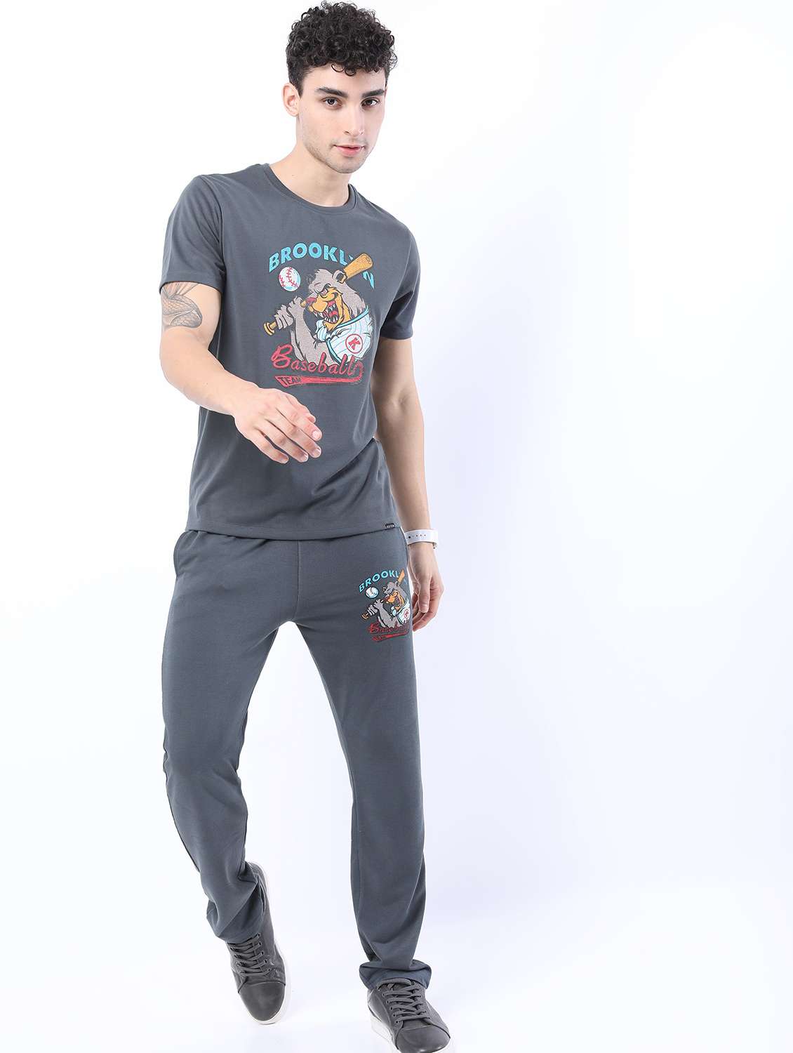 men placement print regular fit track pant - 21596683 -  Standard Image - 3