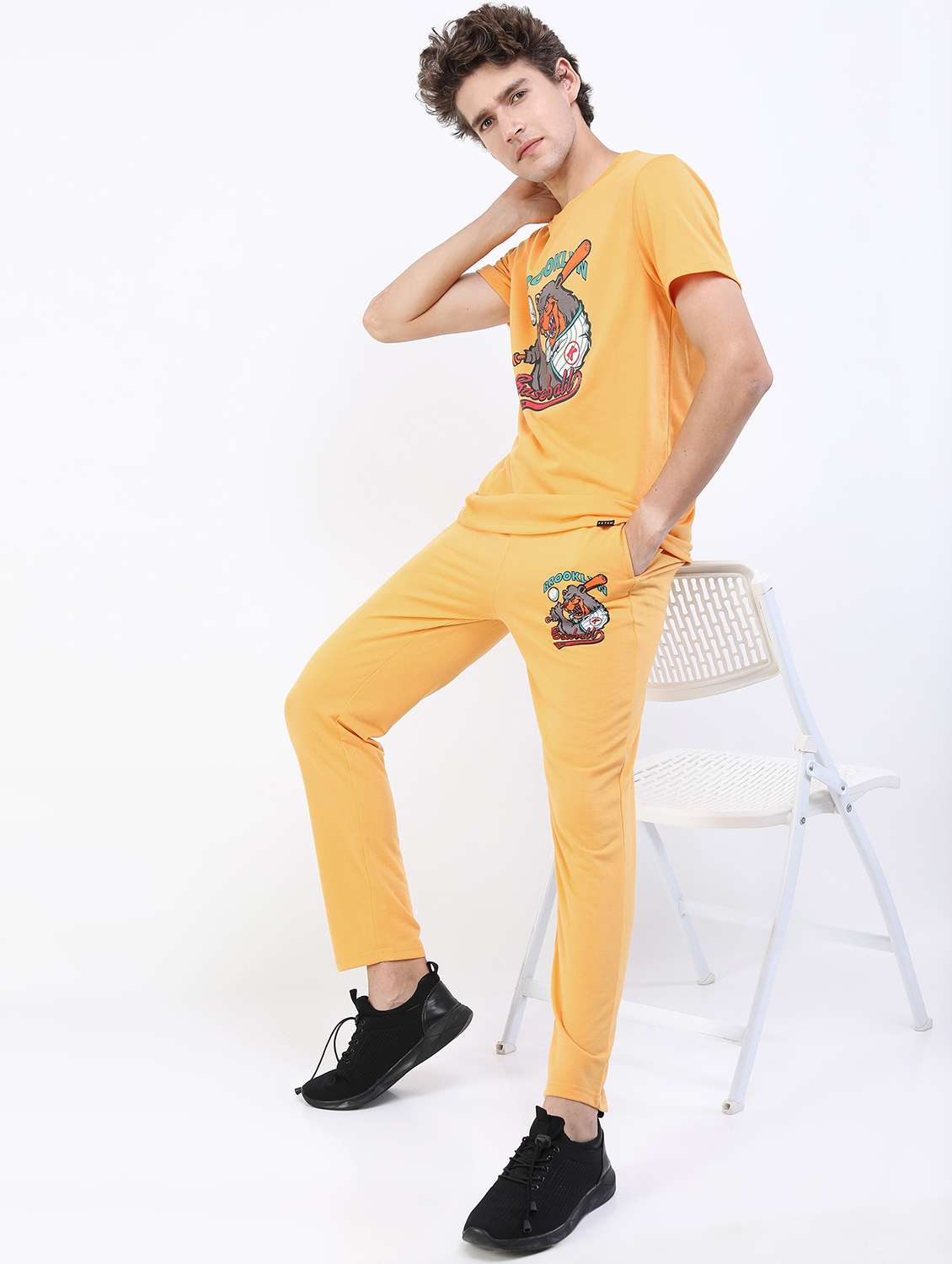 men placement print regular fit track pant - 21596684 -  Standard Image - 3