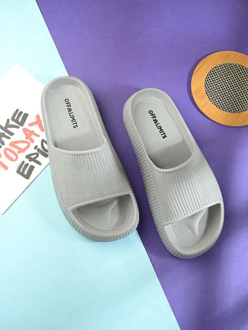 men grey slider flip flop - 21596738 -  Standard Image - 0