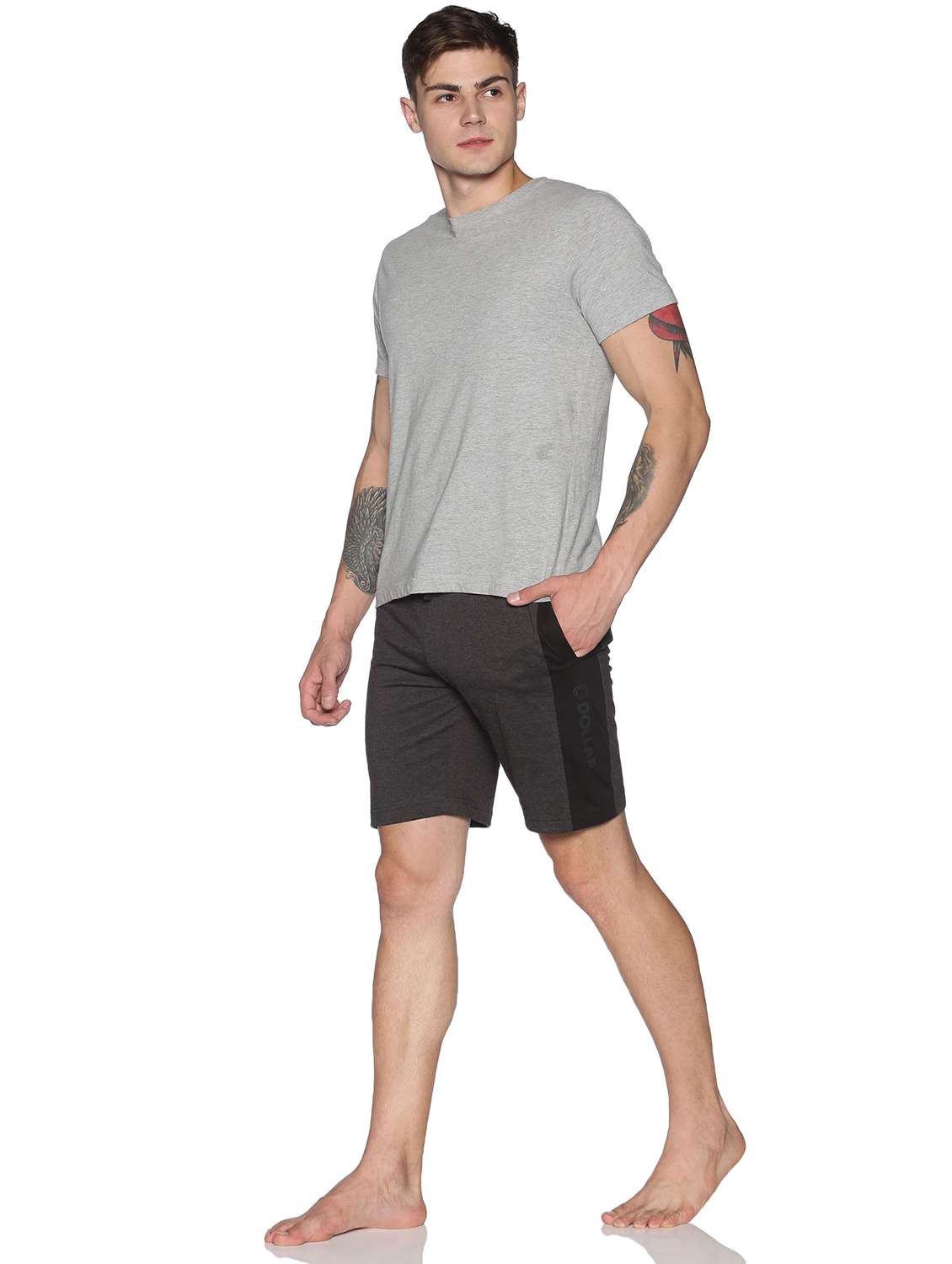 men mid rise side taped shorts - 21596812 -  Standard Image - 3