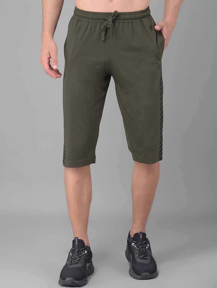 men solid cotton three - fourths