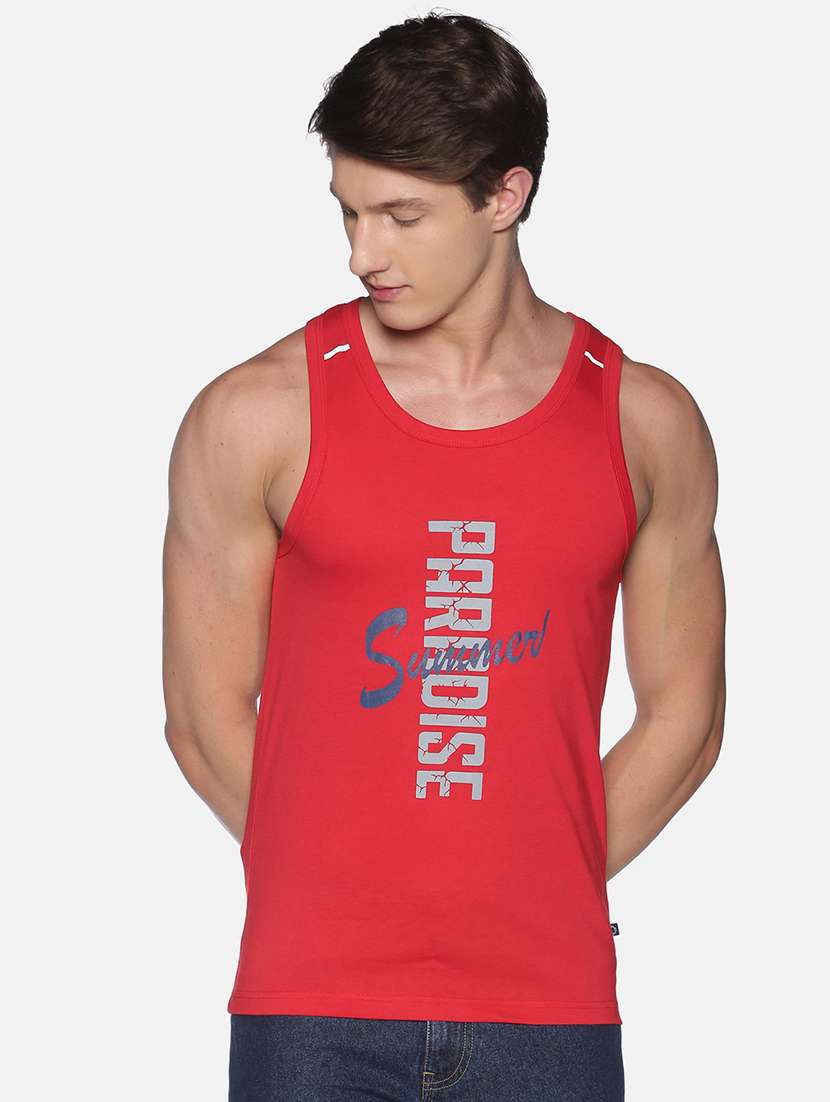 men round neck printed vest