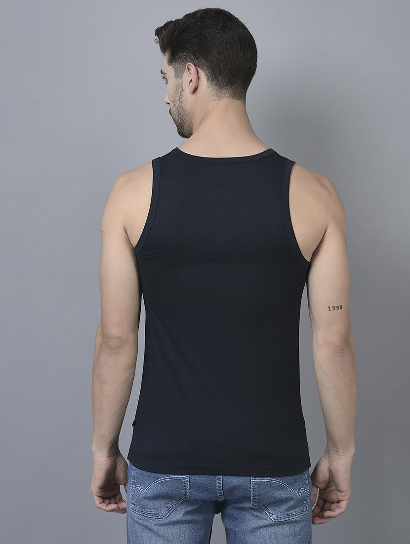 men navy blue ptypographic print vest - 21597361 - Standard Image - 3
