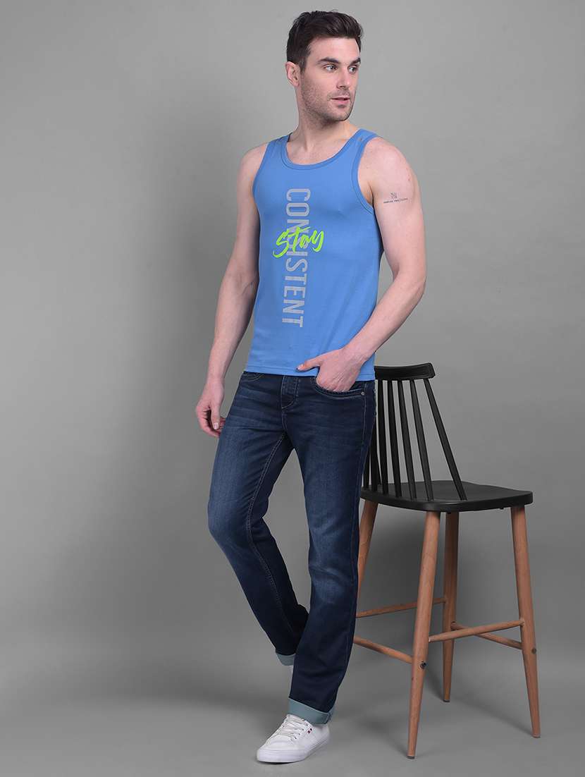 men blue typographic vest - 21597364 -  Standard Image - 3