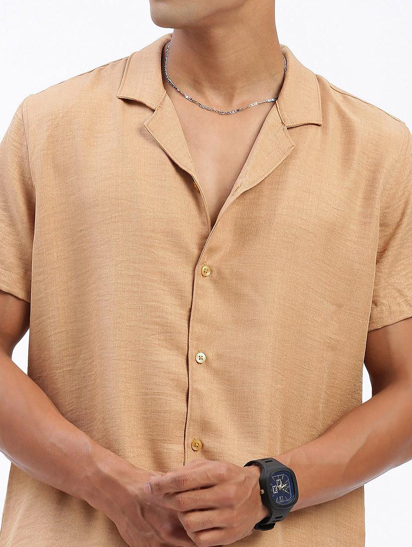 men solid cuban collar short sleeves co-ord set - 21597392 - Standard Image - 5