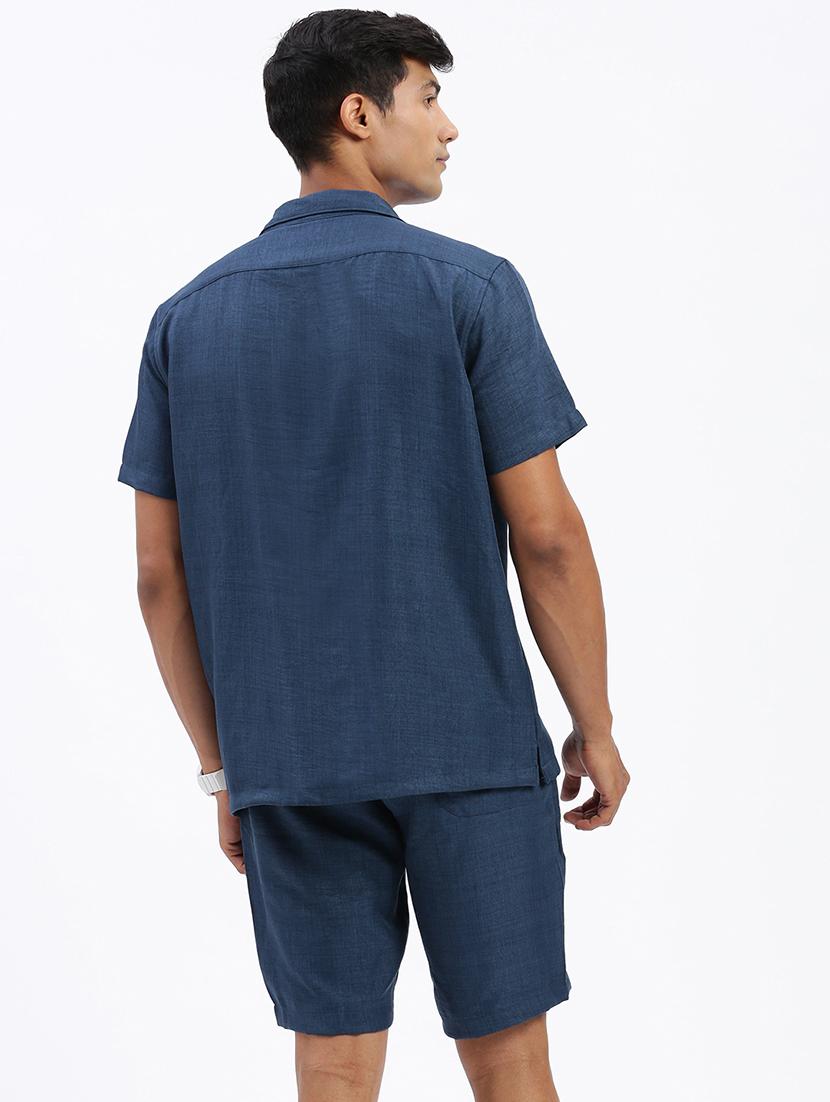 men solid cuban collar short sleeves co-ord set - 21597400 - Standard Image - 3