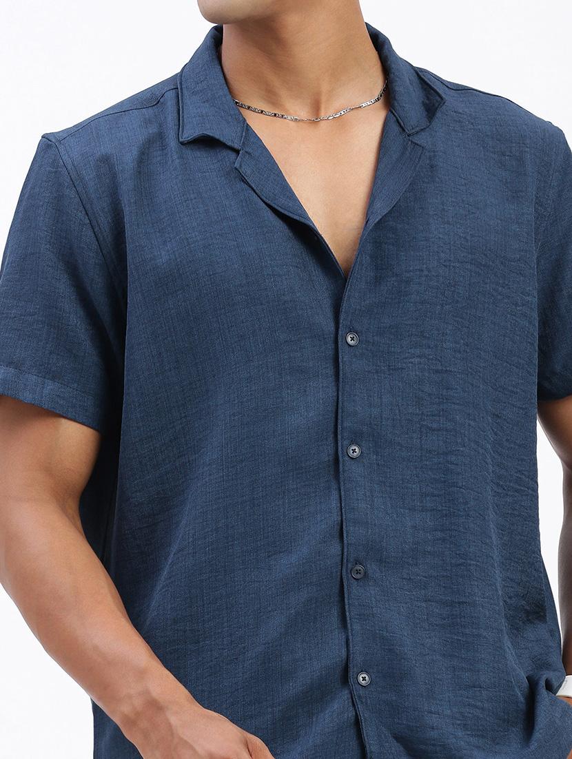 men solid cuban collar short sleeves co-ord set - 21597400 - Standard Image - 5
