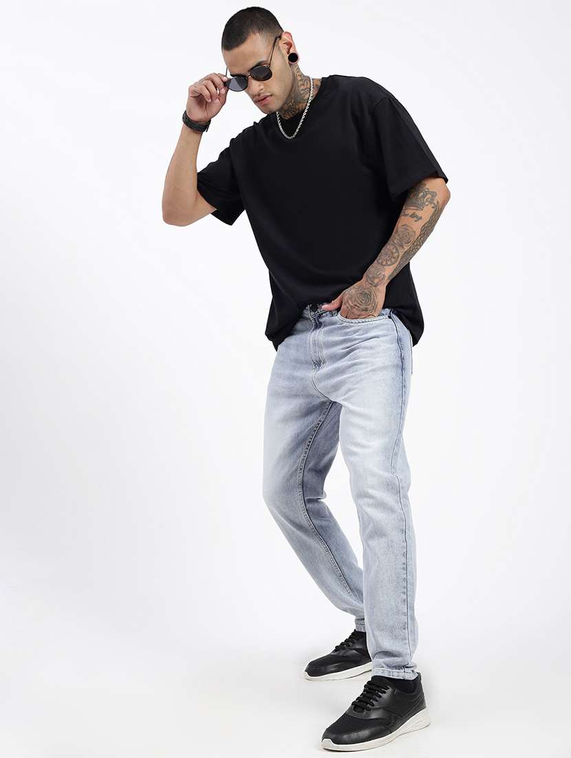 men light blue denim plain jeans - 21597420 -  Standard Image - 3