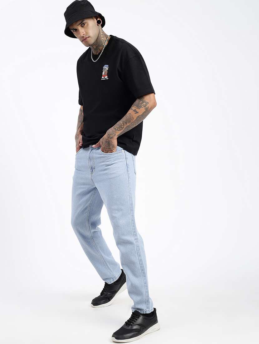 men light blue denim plain jeans - 21597423 -  Standard Image - 3