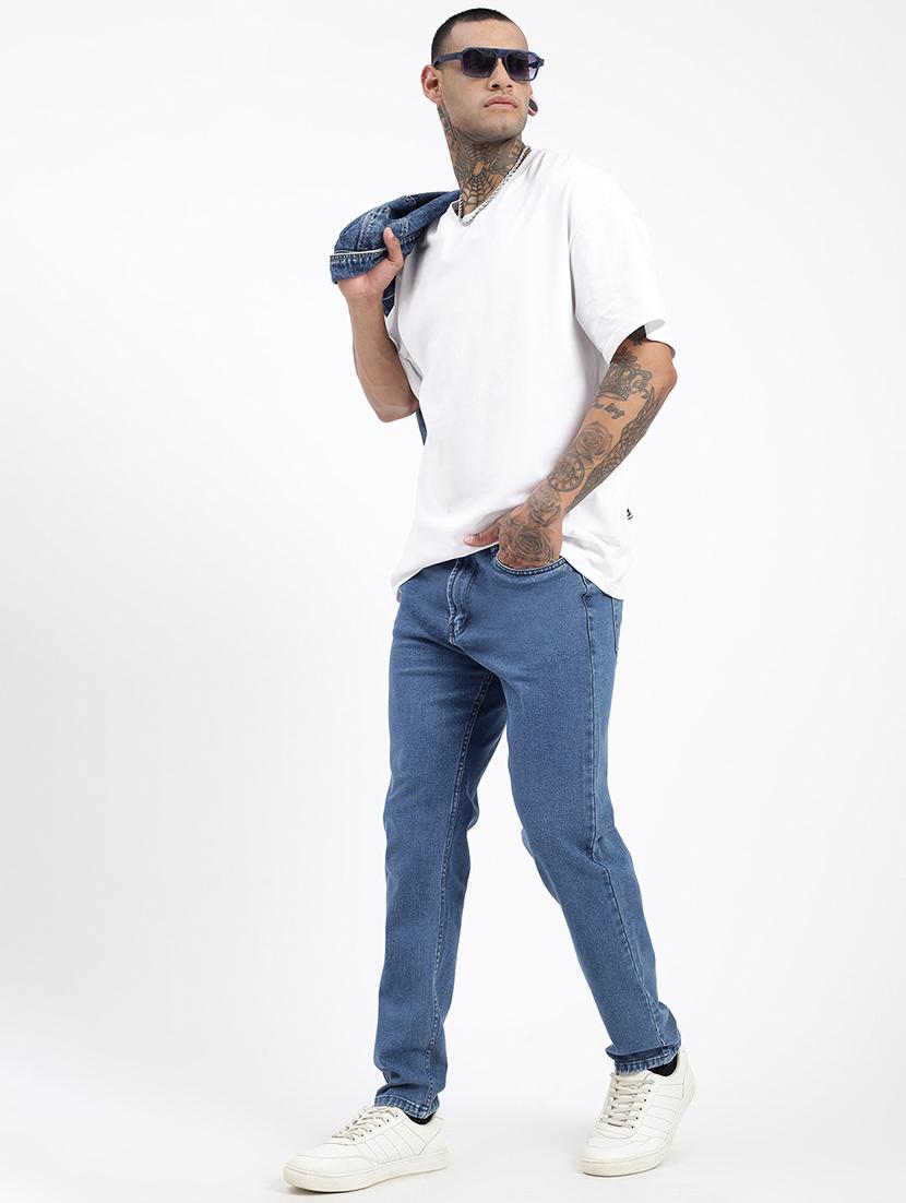 men blue denim plain jeans - 21597426 - Standard Image - 3