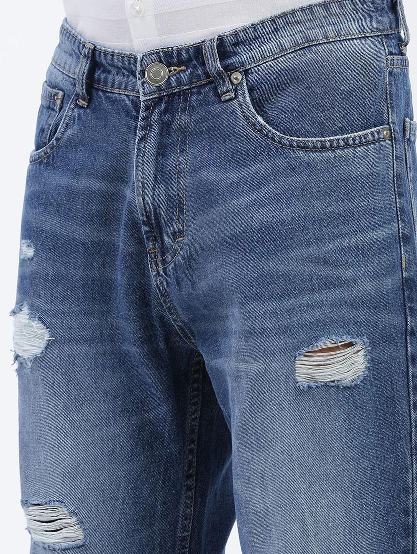 men blue denim distress jeans - 21597429 - Standard Image - 5