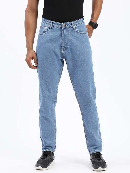 men light blue denim plain jeans - 21597433 -  Standard Image - 0