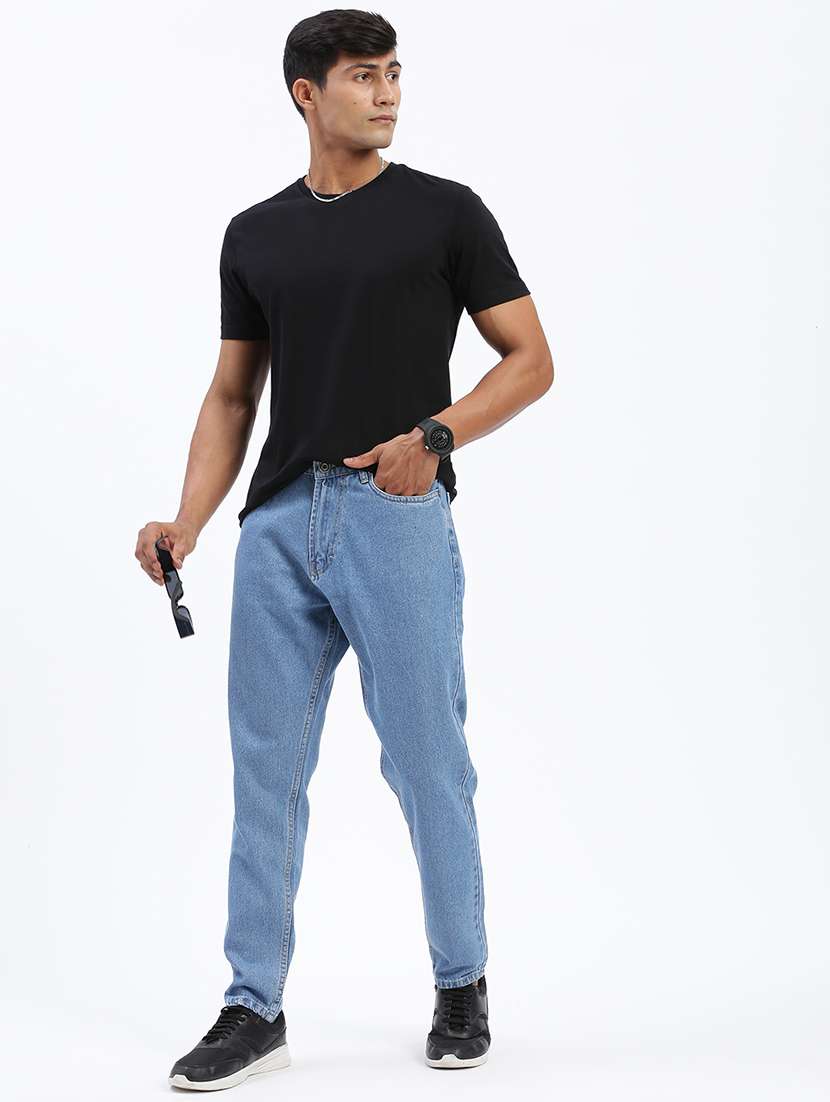 men light blue denim plain jeans - 21597433 -  Standard Image - 3