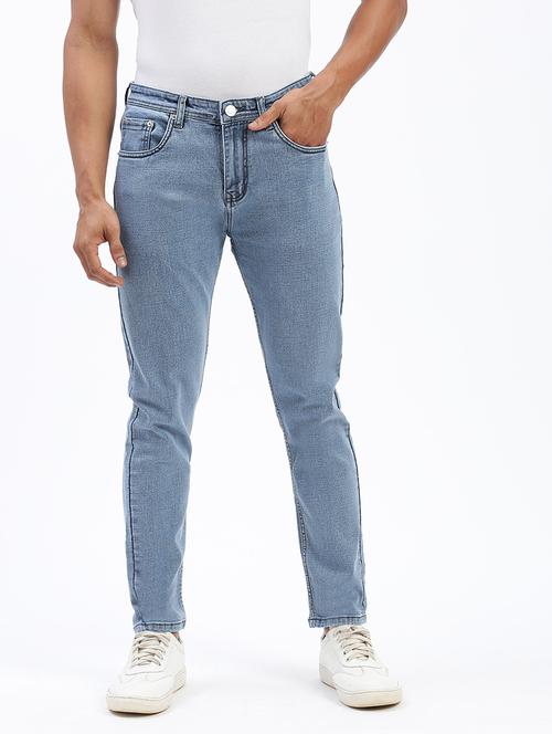 men light blue denim plain jeans - 21597436 -  Standard Image - 0