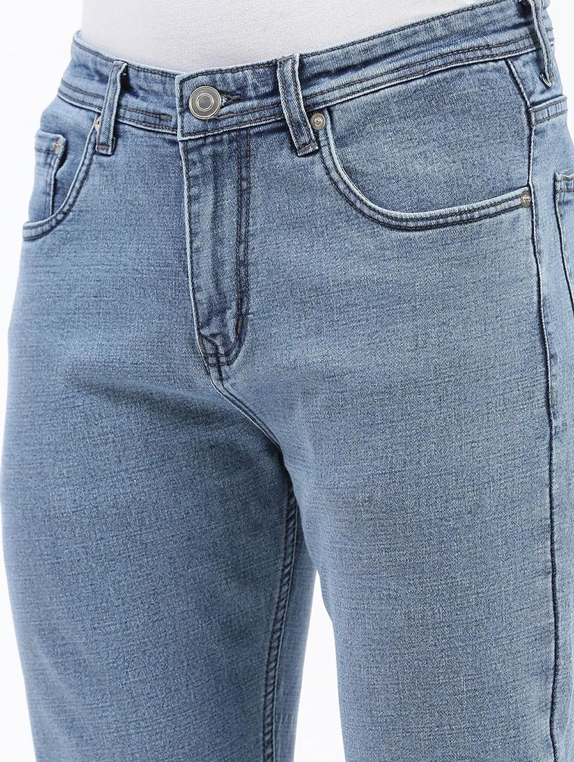 men light blue denim plain jeans - 21597436 - Standard Image - 5