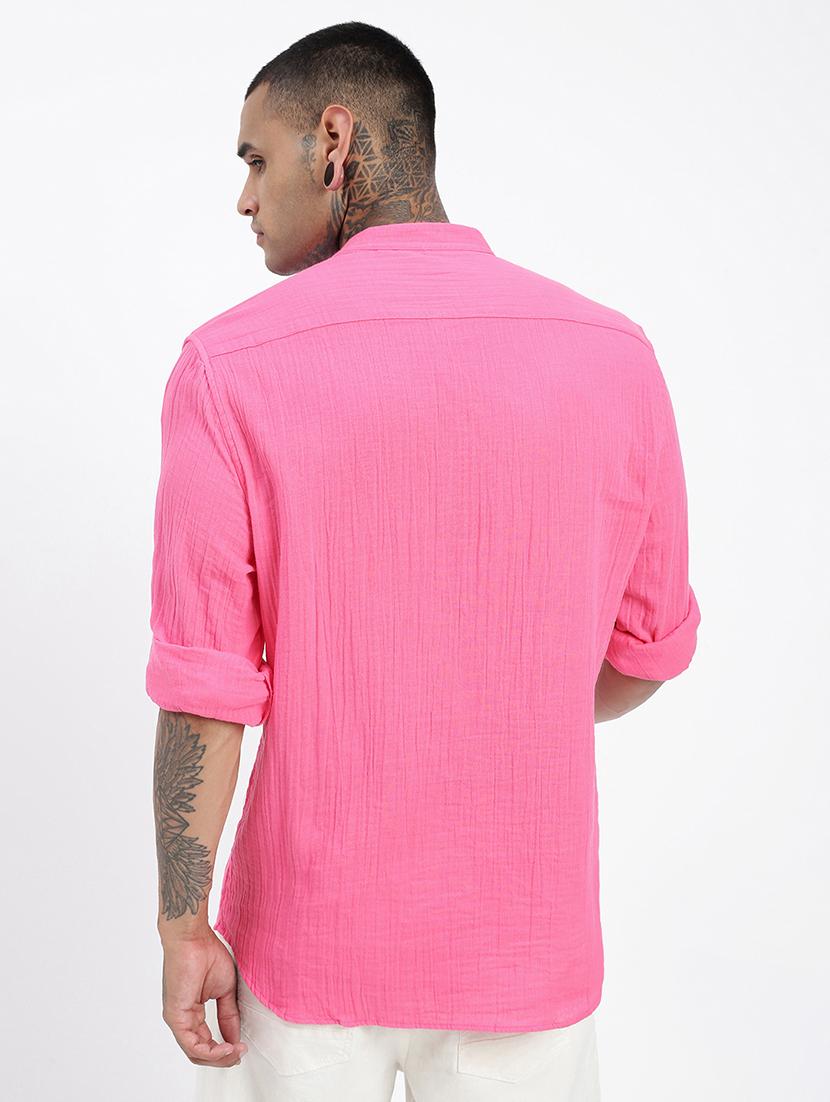 men mandarin neck solid short kurta - 21597445 - Standard Image - 3