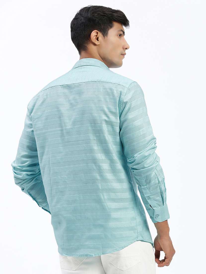 men long sleeves solid casual shirt - 21597462 -  Standard Image - 3