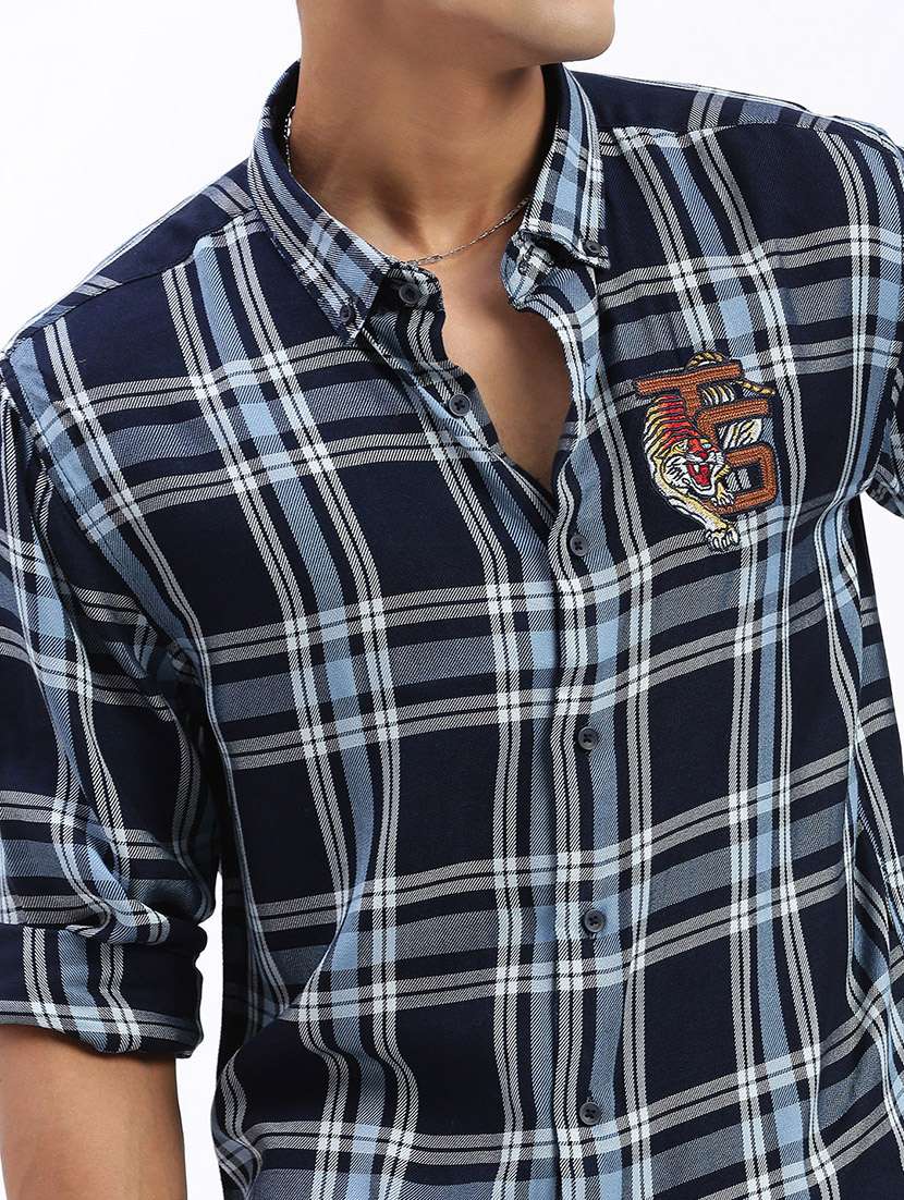 men long sleeves checkered casual shirt - 21597465 -  Standard Image - 5