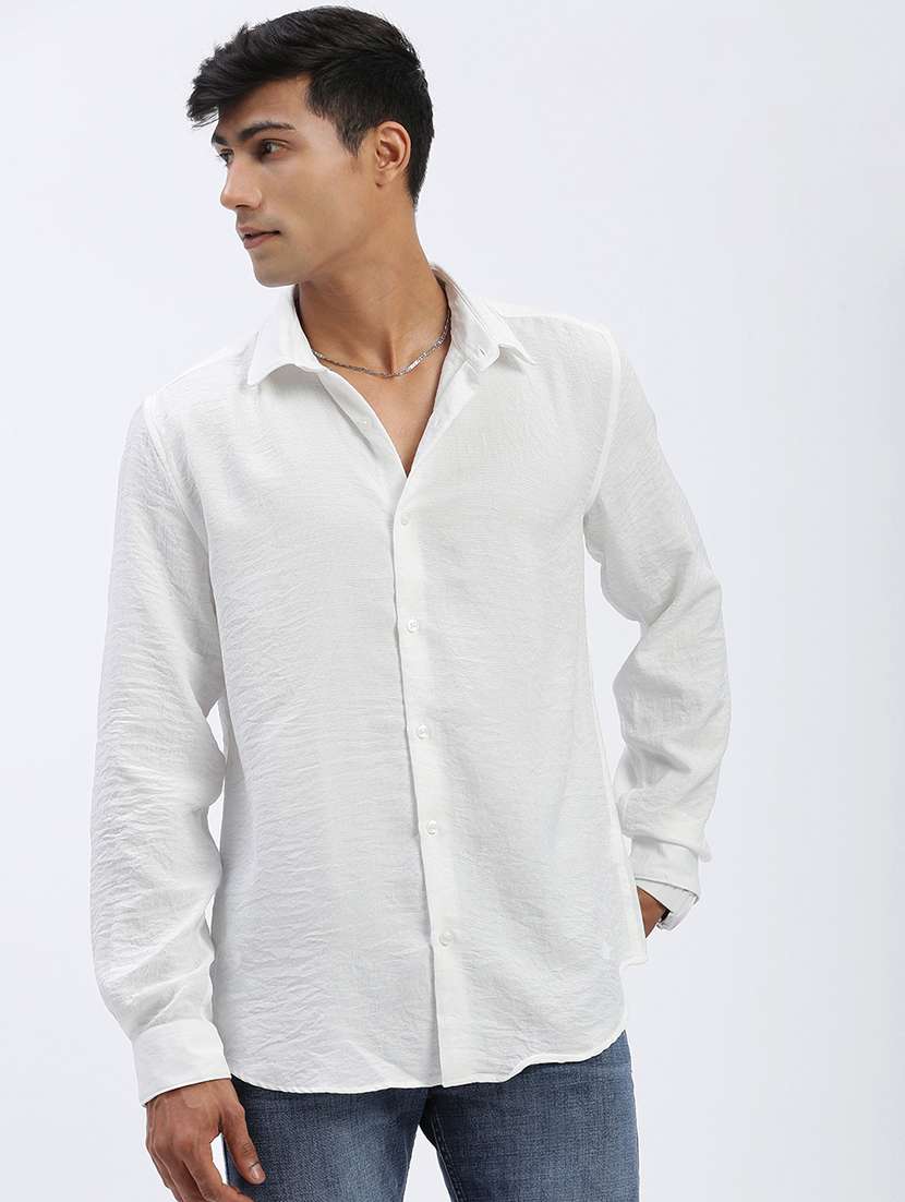 men long sleeves solid casual shirt