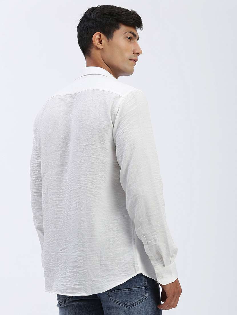 men long sleeves solid casual shirt - 21597479 -  Standard Image - 3