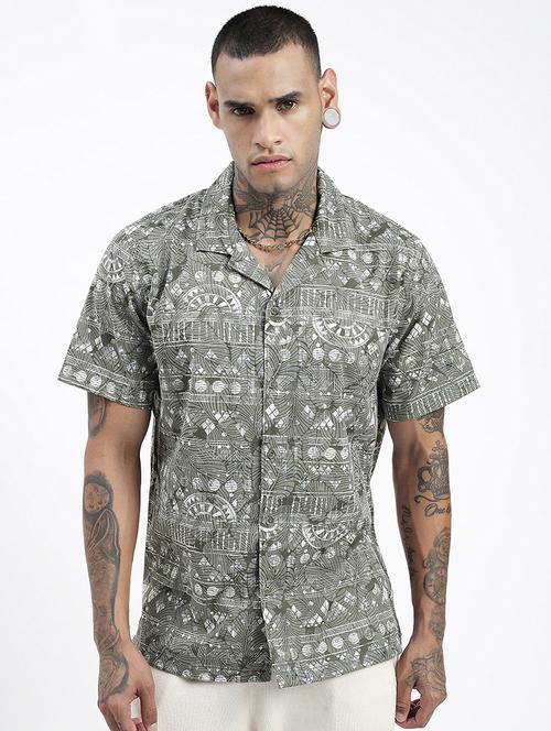 men short sleeves printed casual shirt - 21597495 - Standard Image - 0