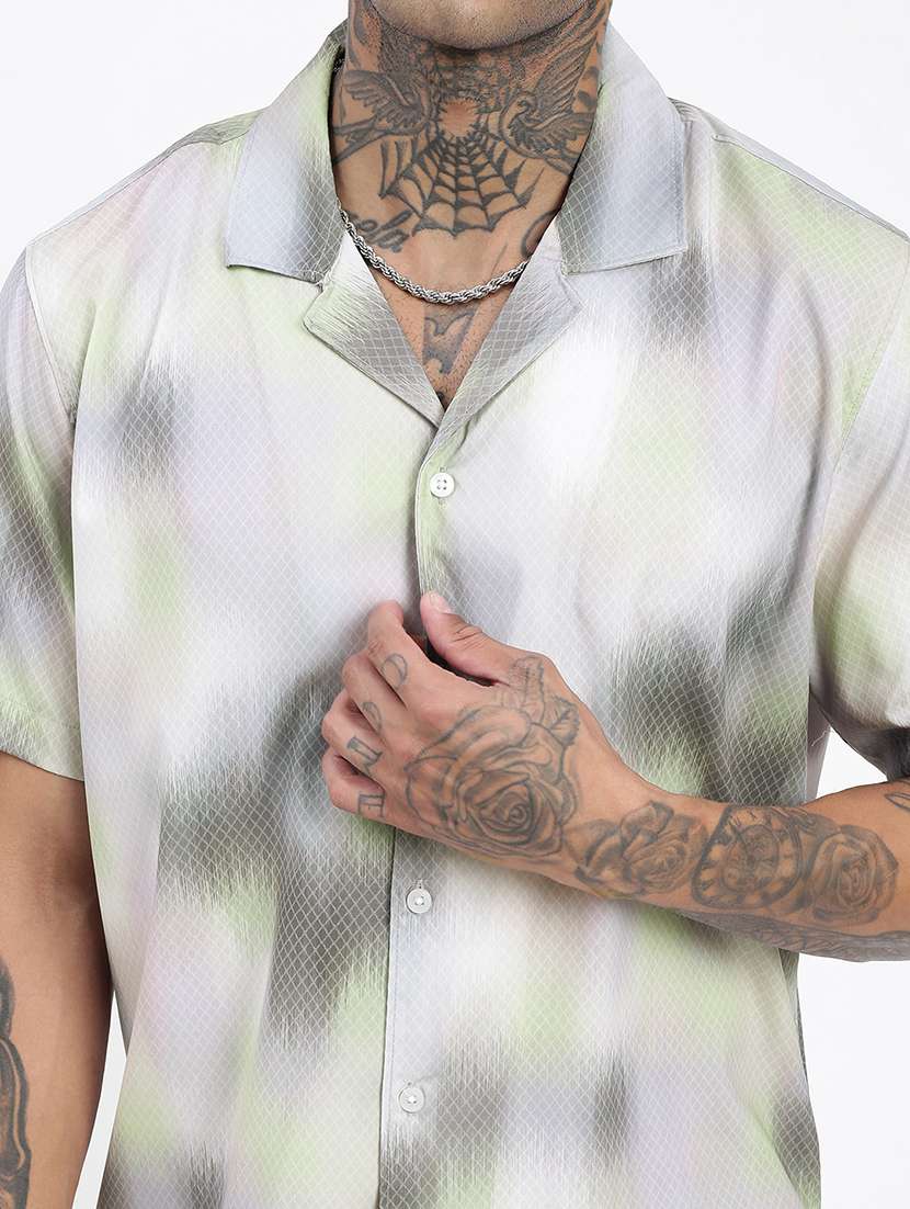 men short sleeves tie & dye casual shirt - 21597499 -  Standard Image - 5
