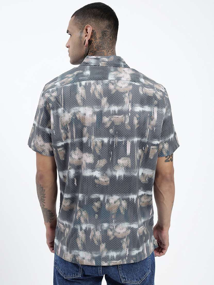 men short sleeves printed casual shirt - 21597500 -  Standard Image - 3