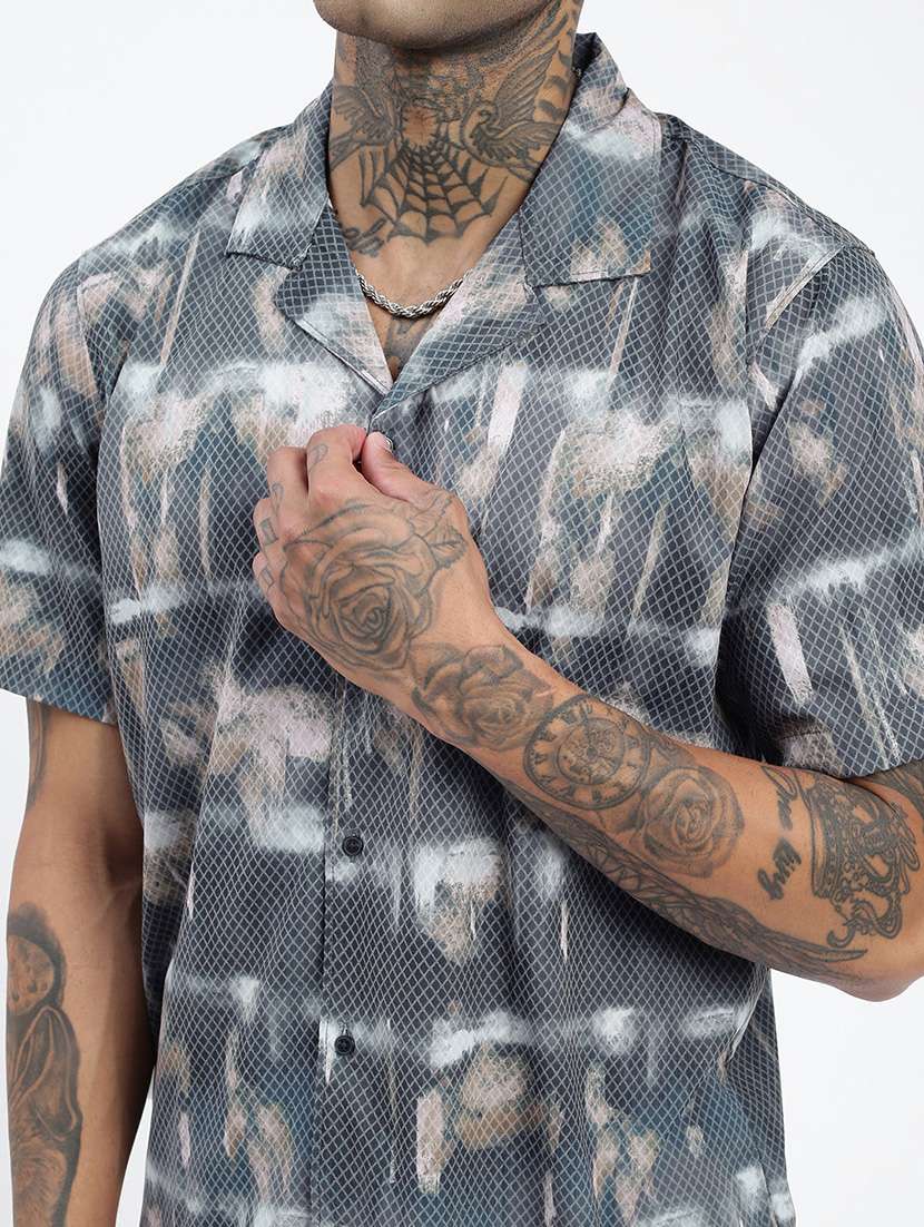 men short sleeves printed casual shirt - 21597500 -  Standard Image - 5
