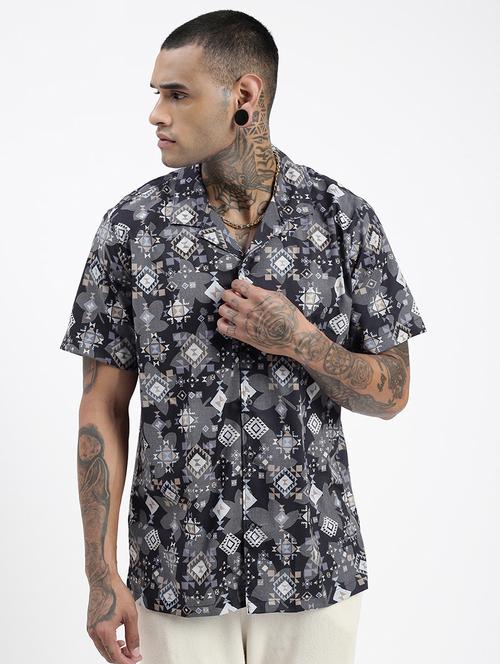 men short sleeves printed casual shirt - 21597501 - Standard Image - 0