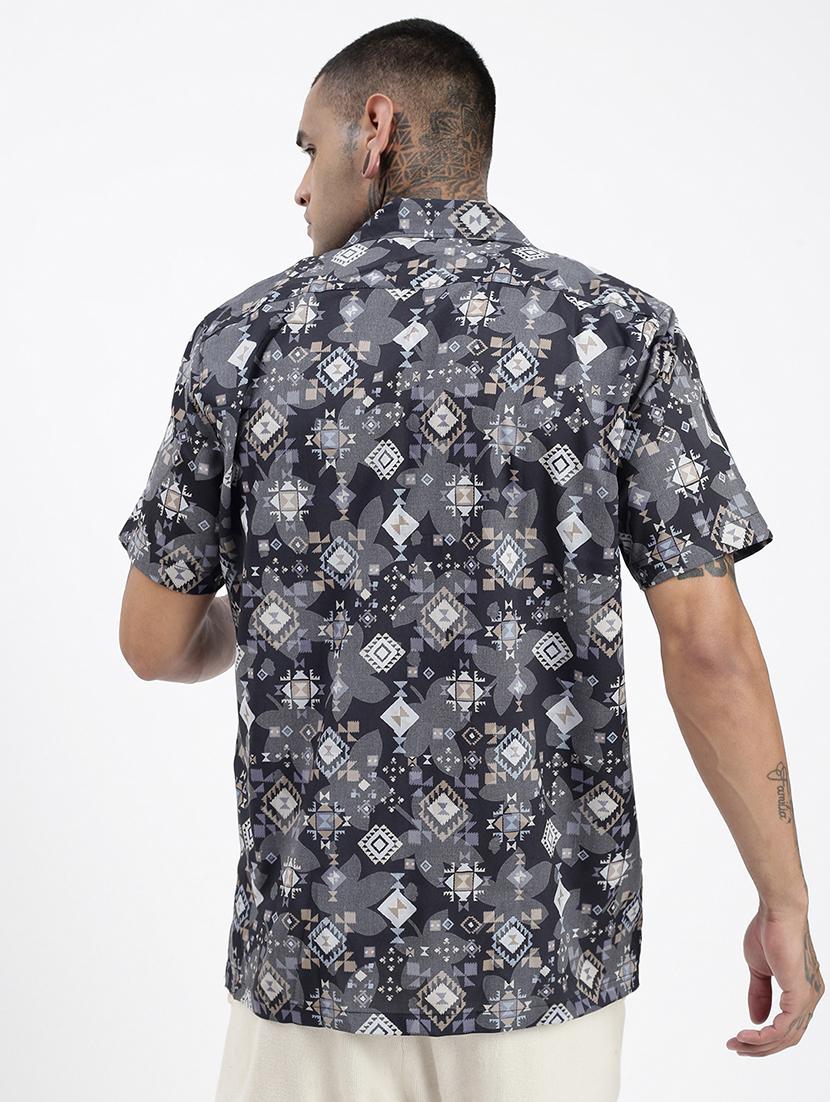 men short sleeves printed casual shirt - 21597501 - Standard Image - 3