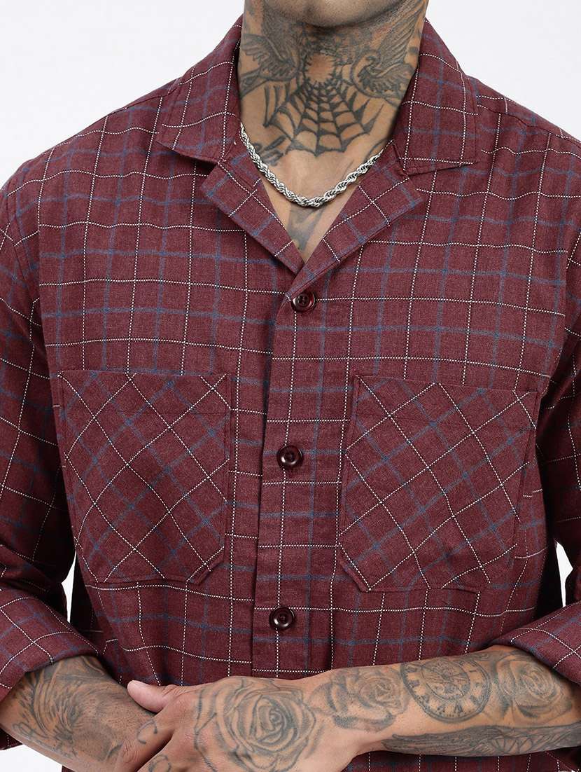 men long sleeves checkered casual shirt - 21597505 -  Standard Image - 5