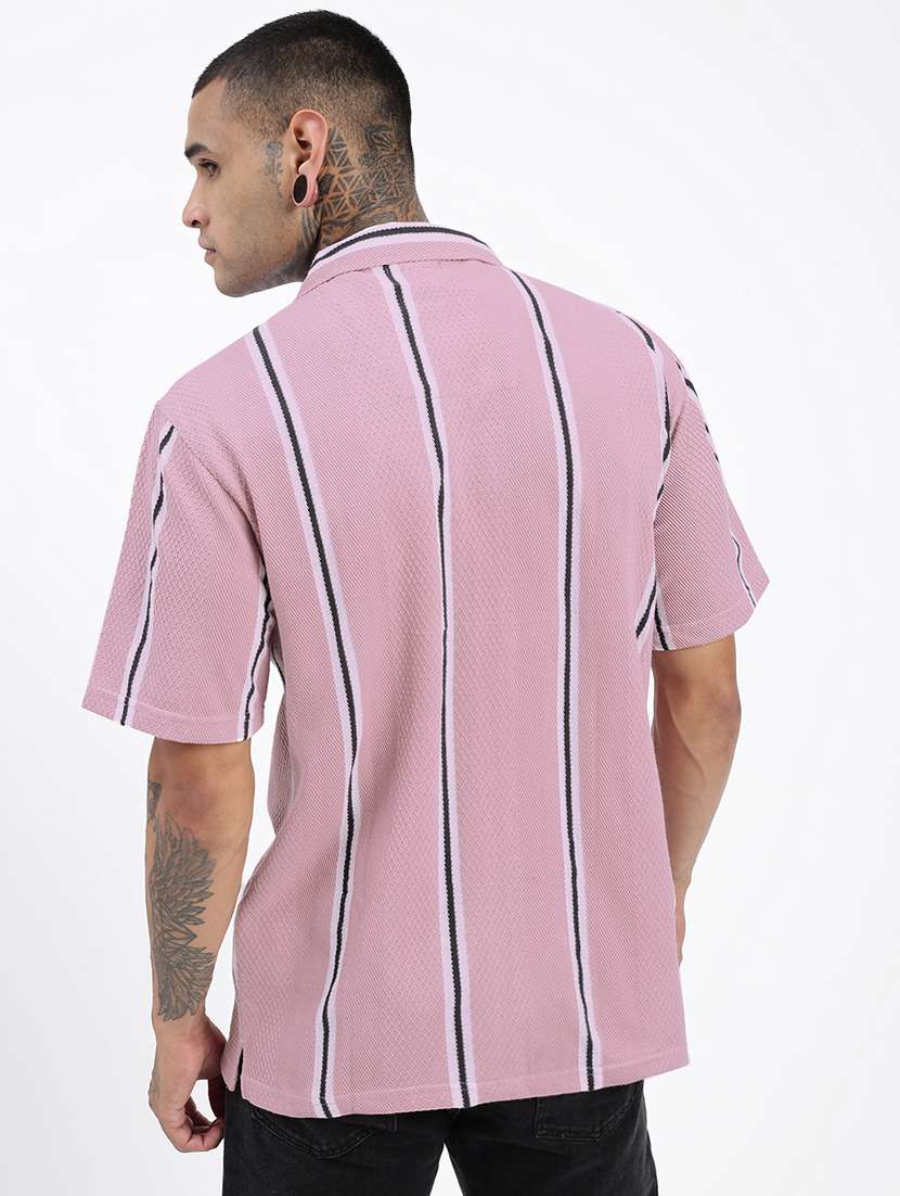 men short sleeves striped casual shirt - 21597510 -  Standard Image - 3