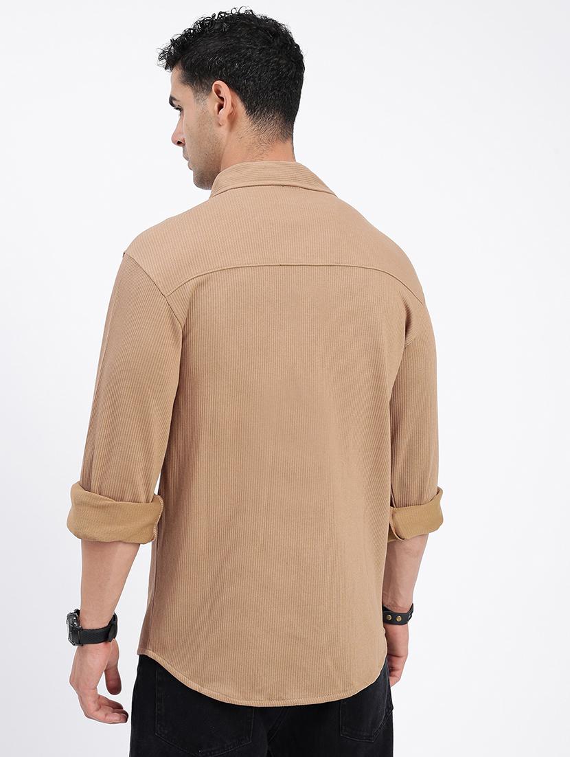 men regular fit solid casual shirt with single pocket - 21597522 - Standard Image - 3