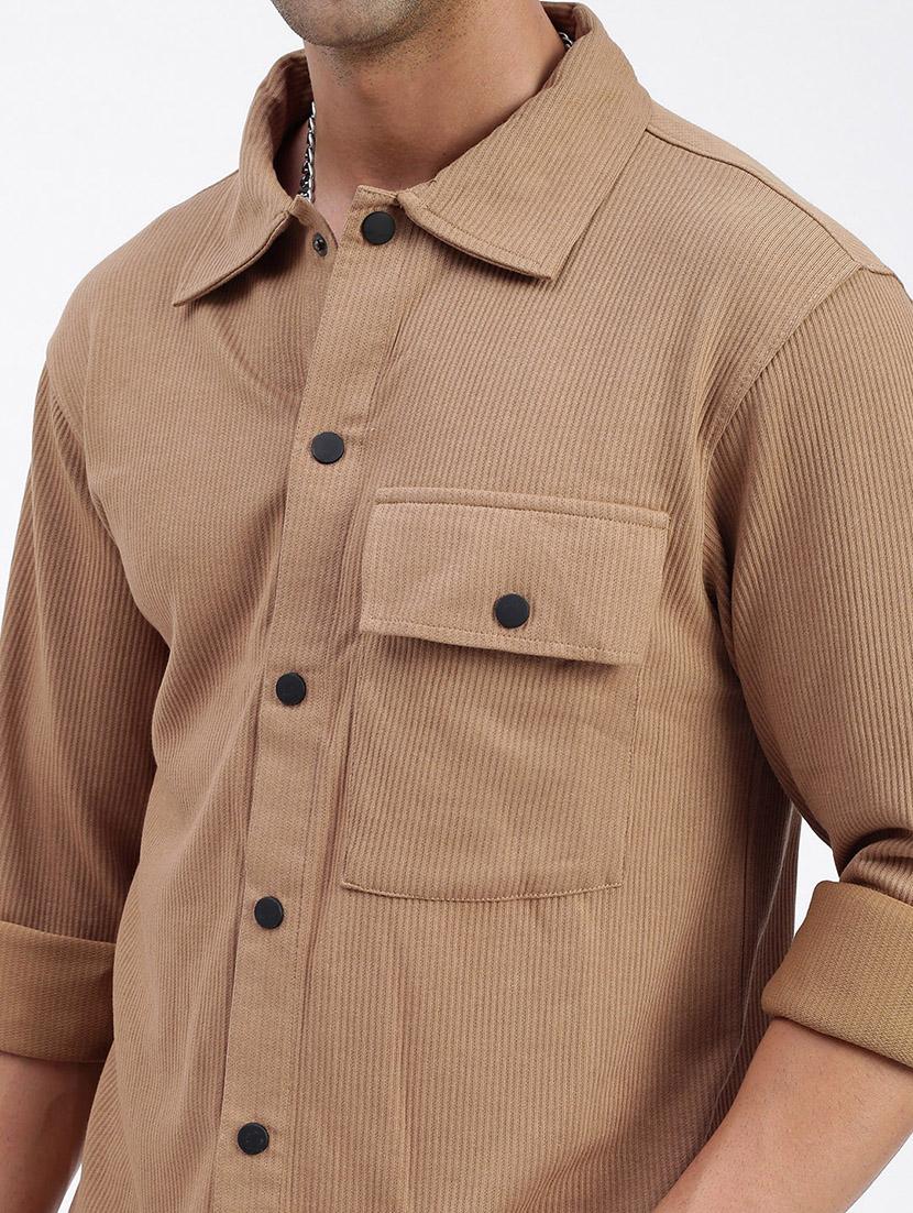 men regular fit solid casual shirt with single pocket - 21597522 - Standard Image - 5