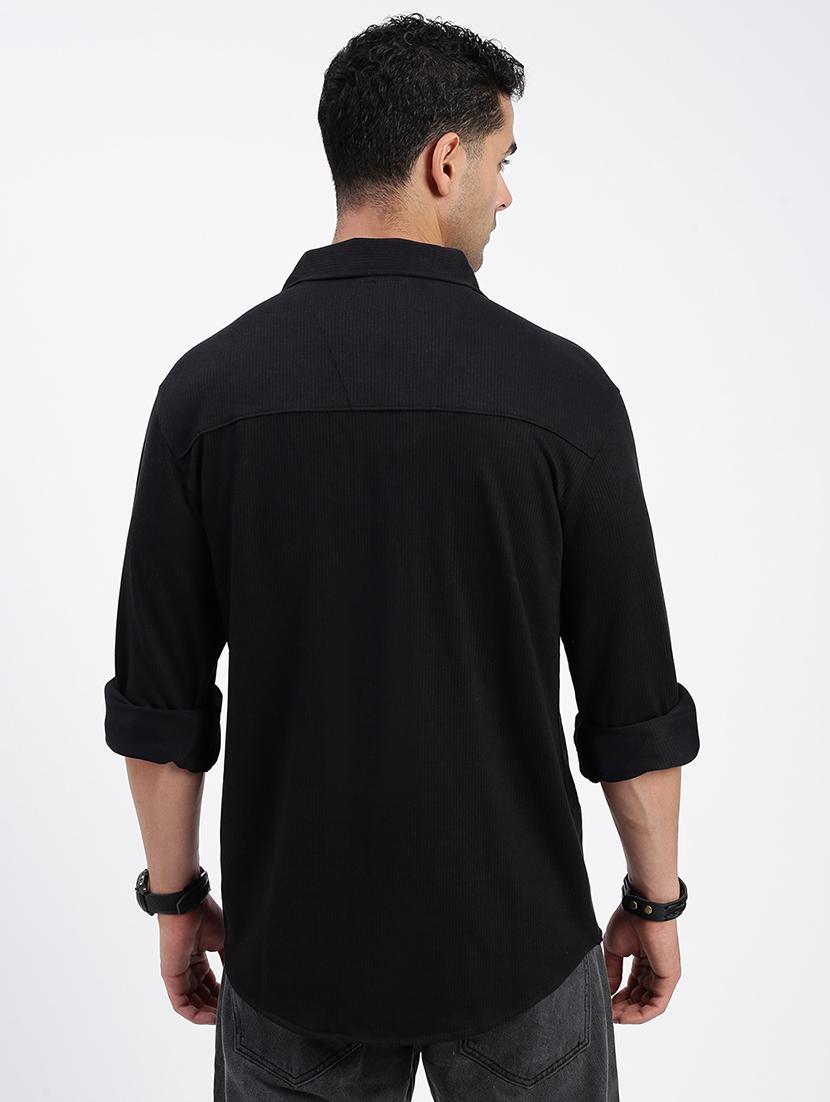 men regular fit solid casual shirt with single pocket - 21597524 - Standard Image - 3