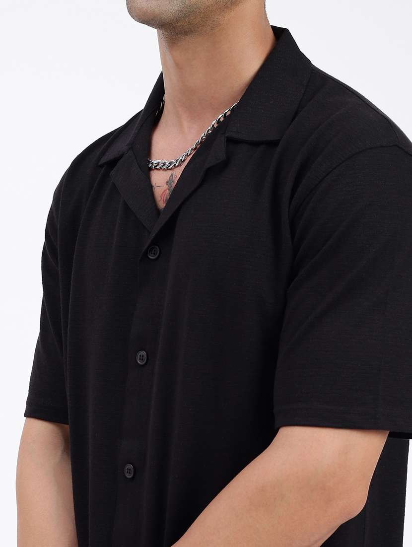 men loose fit solid cuban collar casual shirt - 21597525 - Standard Image - 5