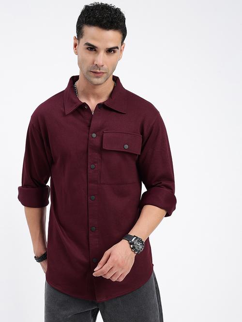 men regular fit solid casual shirt with single pocket - 21597531 -  Standard Image - 0