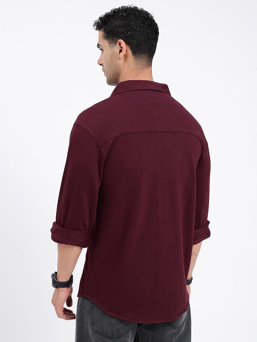 men regular fit solid casual shirt with single pocket - 21597531 - Standard Image - 3