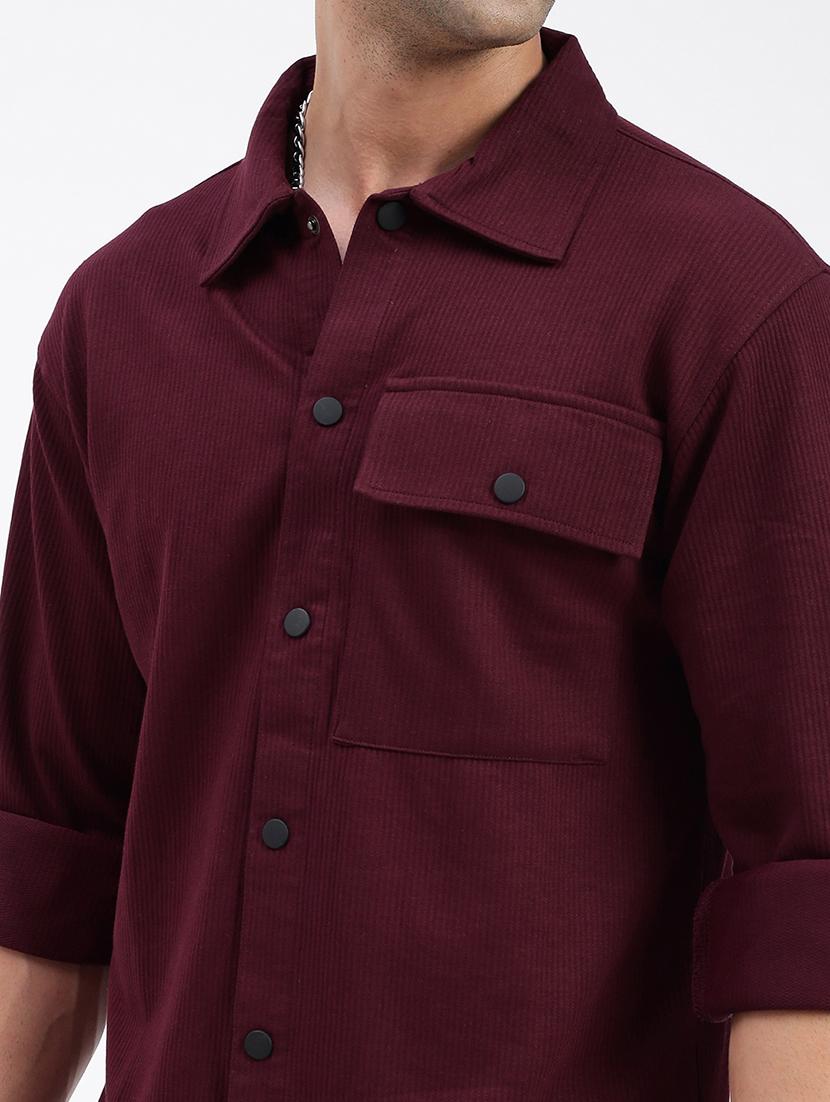 men regular fit solid casual shirt with single pocket - 21597531 - Standard Image - 5
