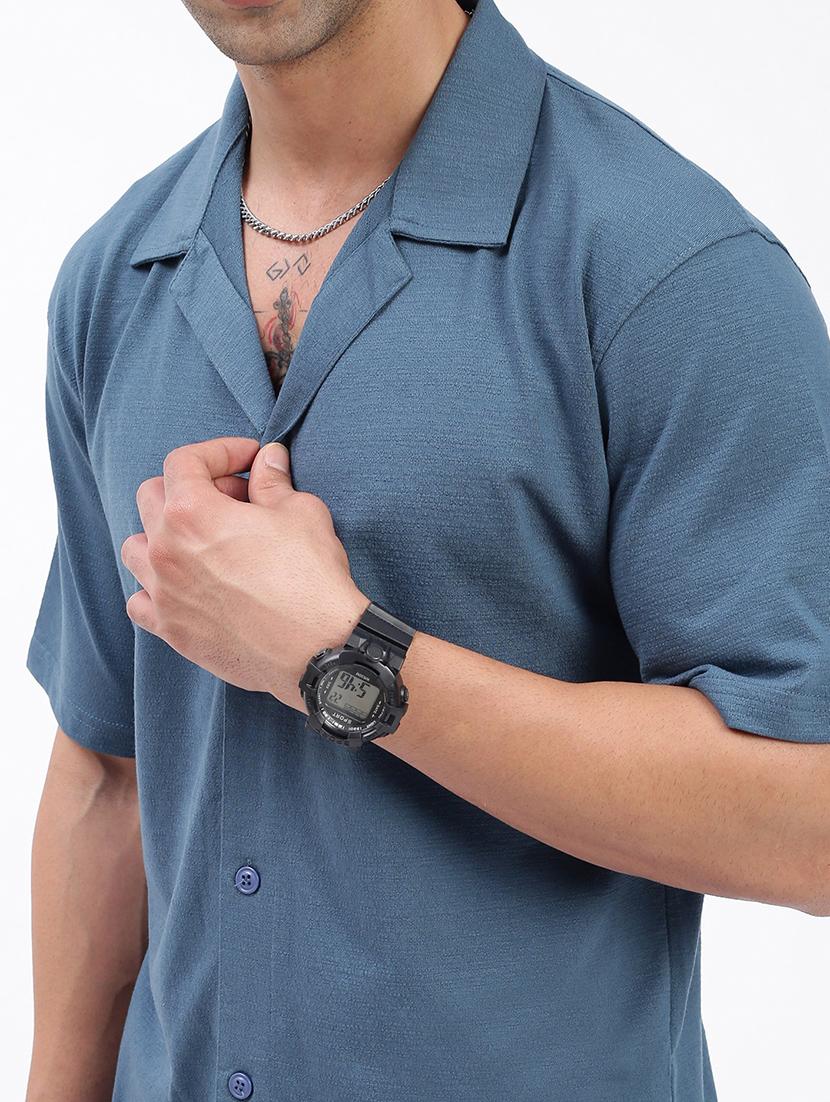 men loose fit solid cuban collar casual shirt - 21597538 - Standard Image - 5