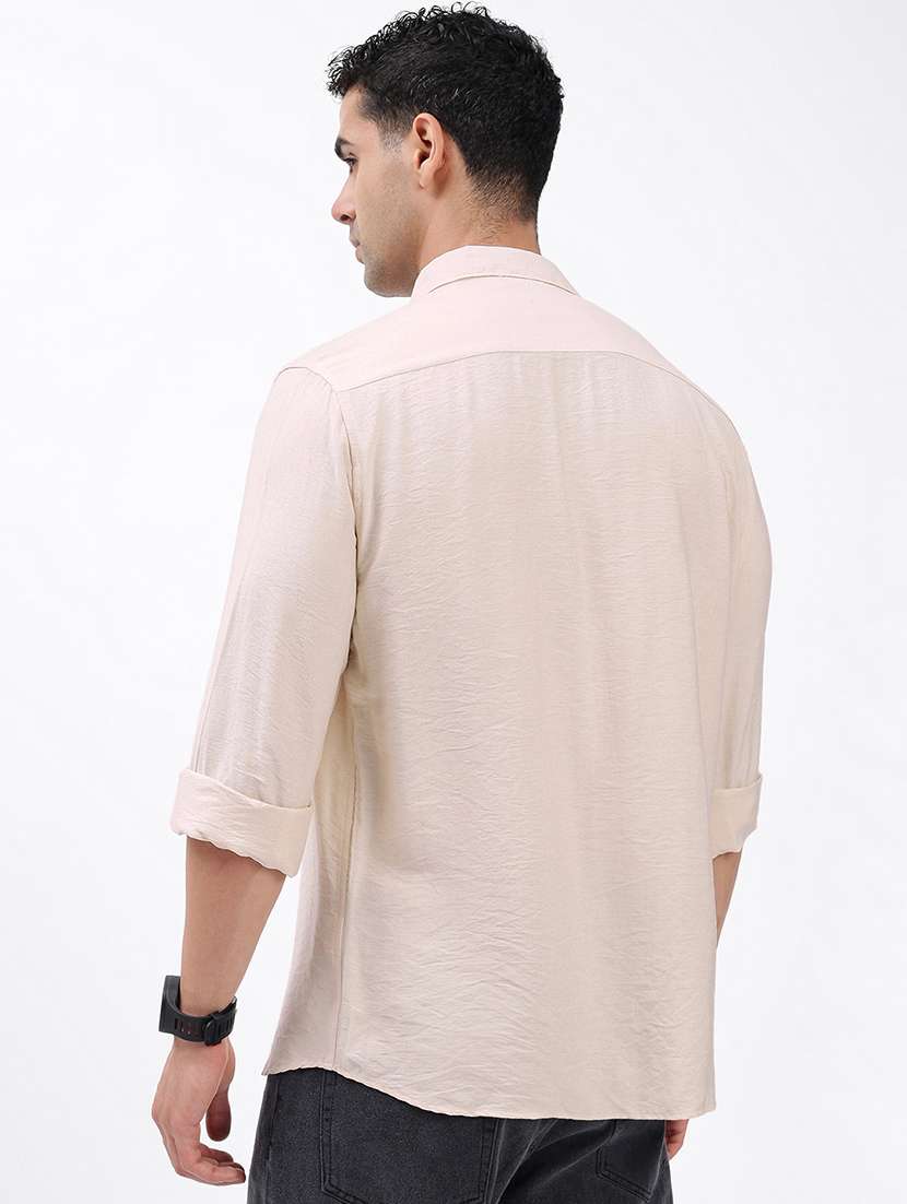 men regular fit solid long sleeve casual shirt - 21597561 -  Standard Image - 3