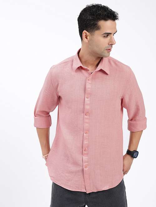 men regular fit solid long sleeve casual shirt - 21597579 -  Standard Image - 0