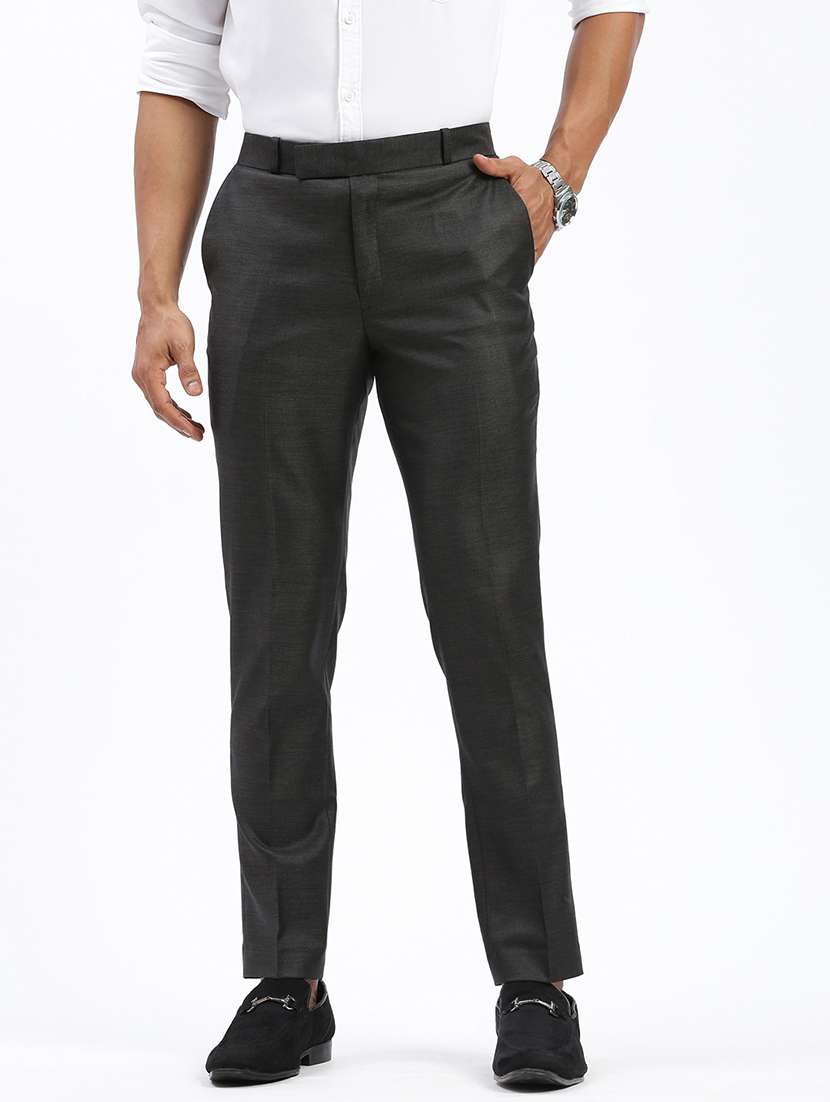 men solid flat front full length formal trouser